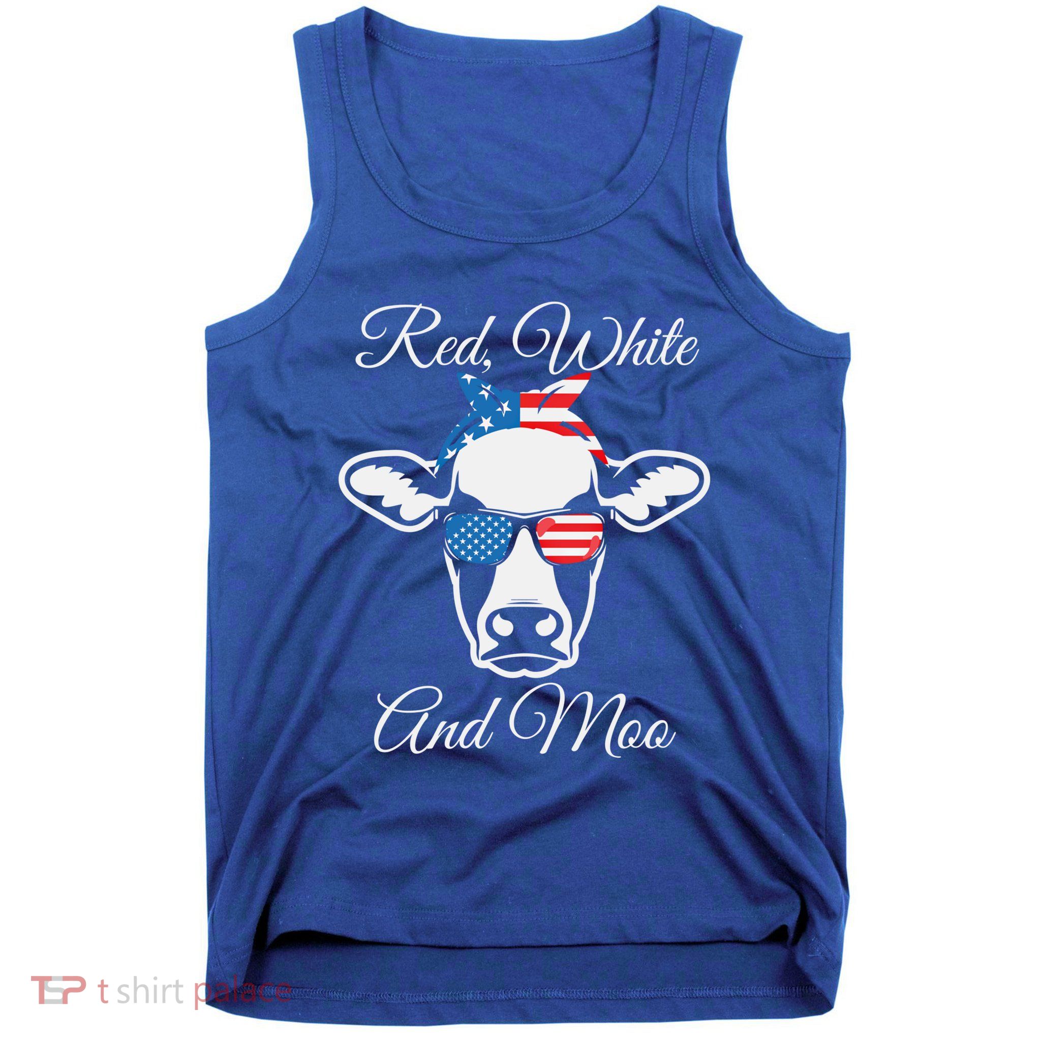 Red White And Moo American Flag Cow July 4th Meaningful Gift Tank Top