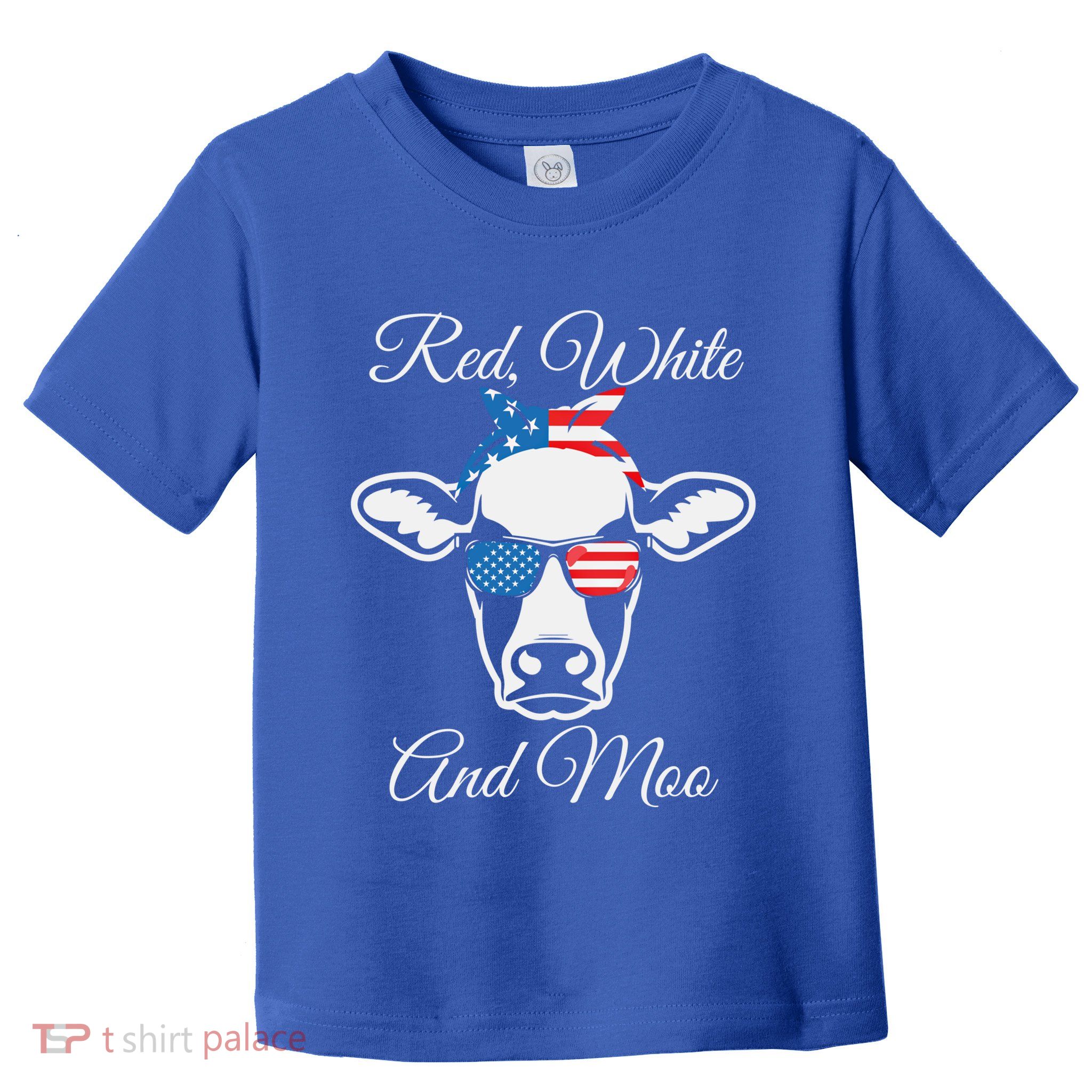 Red White And Moo American Flag Cow July 4th Meaningful Gift Toddler T-Shirt