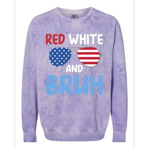 Red White And Bruh 4th Of July Colorblast Crewneck Sweatshirt