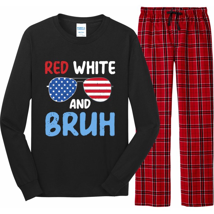 Red White And Bruh 4th Of July Long Sleeve Pajama Set