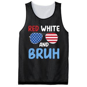 Red White And Bruh 4th Of July Mesh Reversible Basketball Jersey Tank