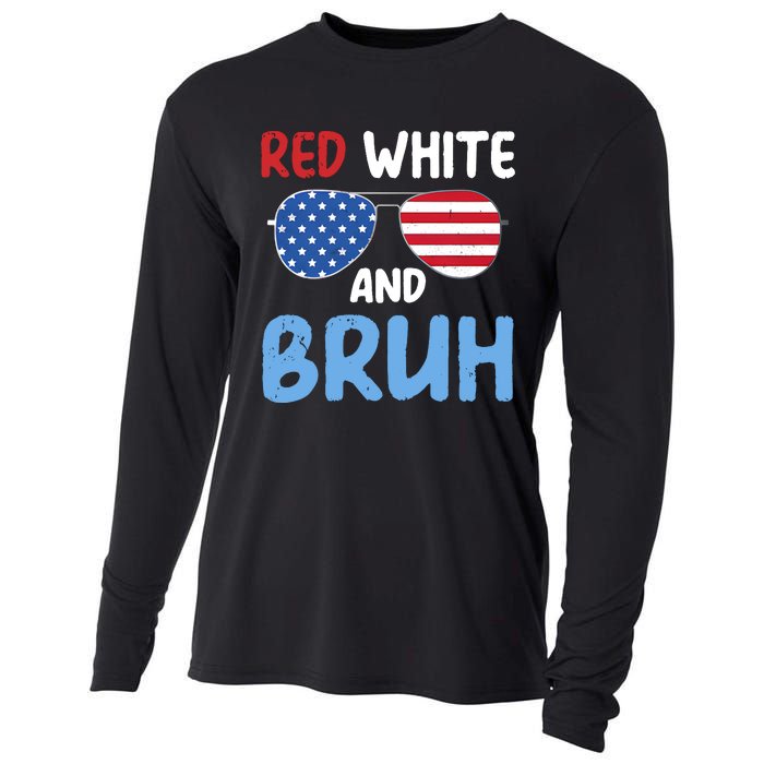 Red White And Bruh 4th Of July Cooling Performance Long Sleeve Crew