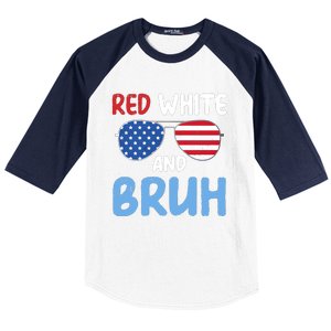 Red White And Bruh 4th Of July Baseball Sleeve Shirt