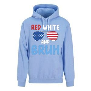 Red White And Bruh 4th Of July Unisex Surf Hoodie