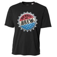 Red White And Brew 4th Of July Craft Beer Father Cooling Performance Crew T-Shirt