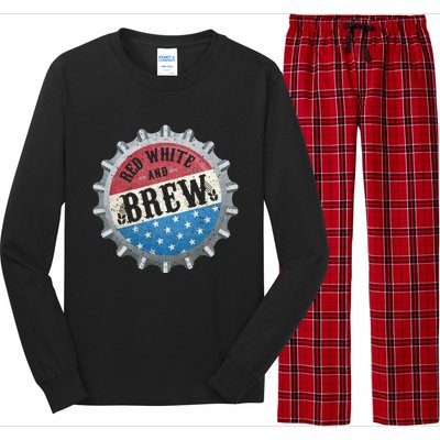 Red White And Brew 4th Of July Craft Beer Father Long Sleeve Pajama Set