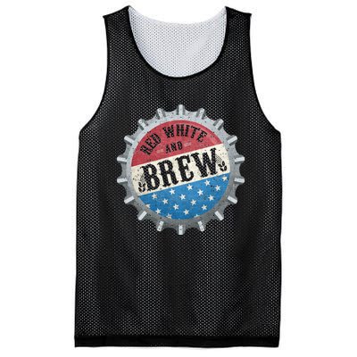 Red White And Brew 4th Of July Craft Beer Father Mesh Reversible Basketball Jersey Tank