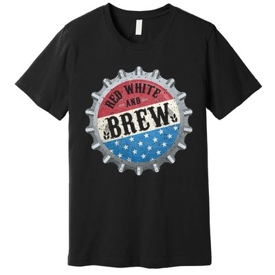 Red White And Brew 4th Of July Craft Beer Father Premium T-Shirt