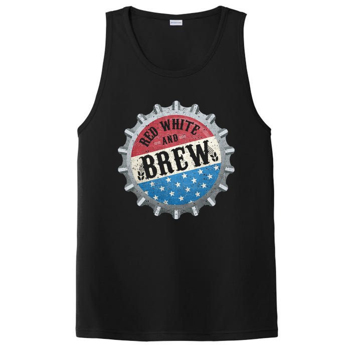 Red White And Brew 4th Of July Craft Beer Father PosiCharge Competitor Tank