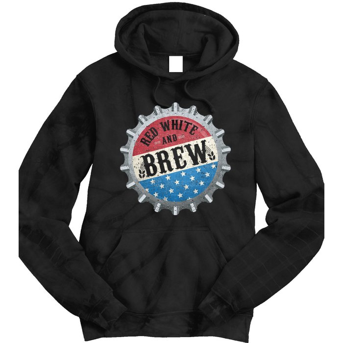 Red White And Brew 4th Of July Craft Beer Father Tie Dye Hoodie