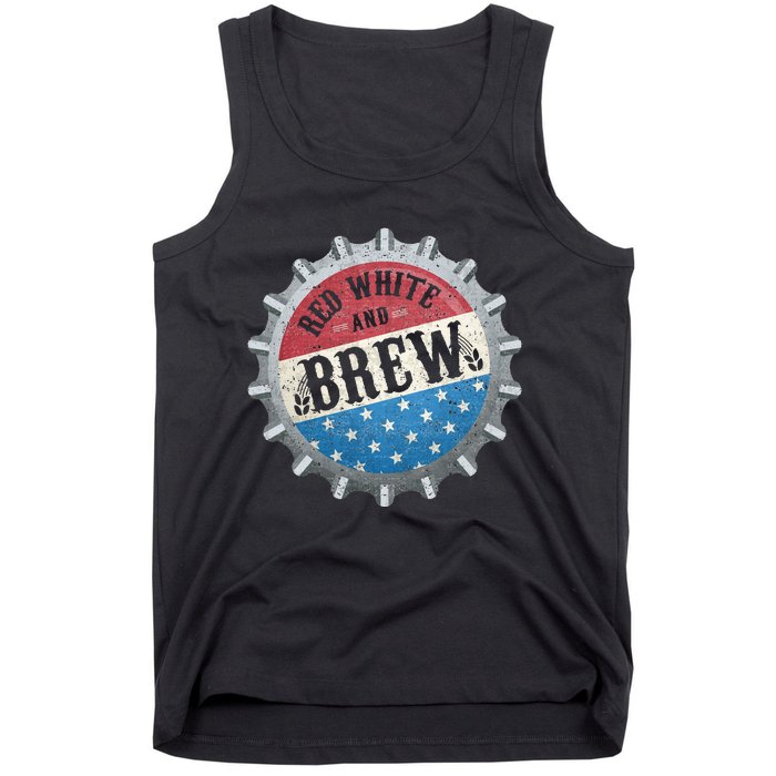 Red White And Brew 4th Of July Craft Beer Father Tank Top