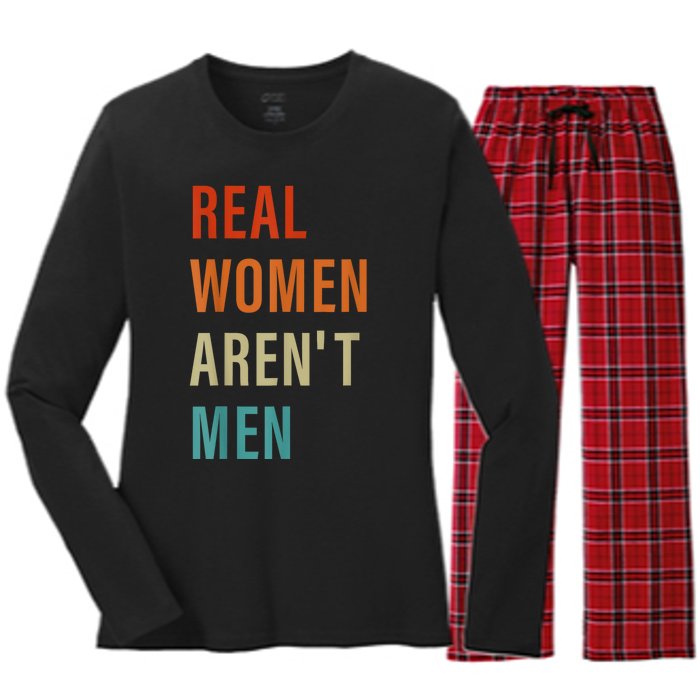 Real Women Arent Men Retro Vintage Women's Long Sleeve Flannel Pajama Set 