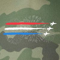 Red White And Blue Fighter Jets With Fireworks 4th Of July Legacy Tie Dye Trucker Hat