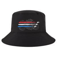 Red White And Blue Fighter Jets With Fireworks 4th Of July Cool Comfort Performance Bucket Hat