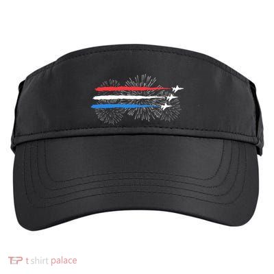 Red White And Blue Fighter Jets With Fireworks 4th Of July Adult Drive Performance Visor