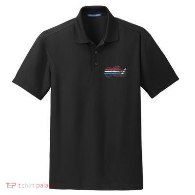 Red White And Blue Fighter Jets With Fireworks 4th Of July Dry Zone Grid Polo