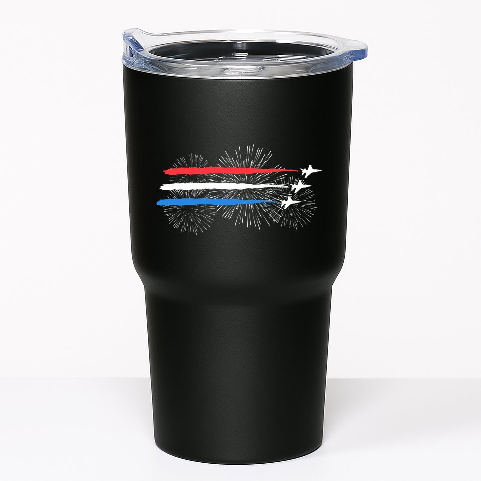 Red White And Blue Fighter Jets With Fireworks 4th Of July Tumbler