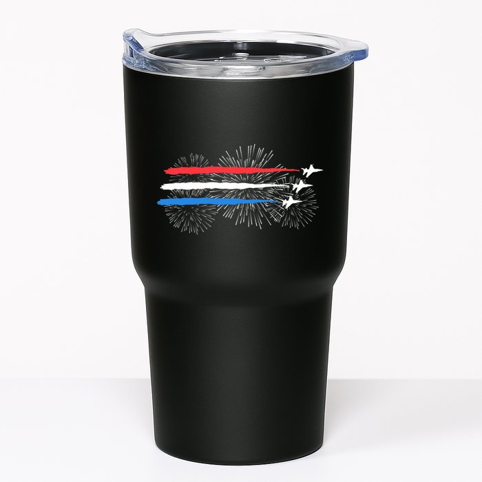 Red White And Blue Fighter Jets With Fireworks 4th Of July Tumbler