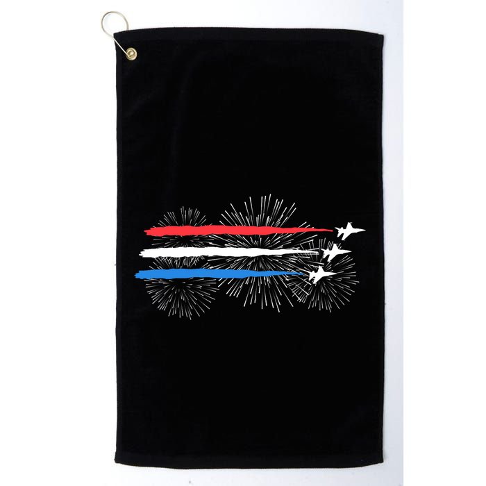 Red White And Blue Fighter Jets With Fireworks 4th Of July Golf Towel