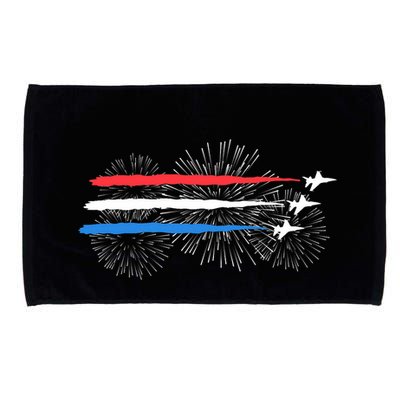 Red White And Blue Fighter Jets With Fireworks 4th Of July Microfiber Hand Towel