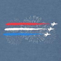 Red White And Blue Fighter Jets With Fireworks 4th Of July Garment-Dyed Sweatshirt