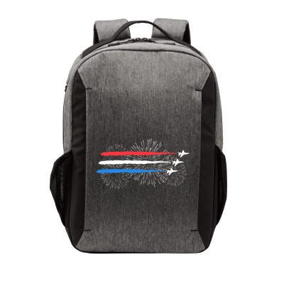 Red White And Blue Fighter Jets With Fireworks 4th Of July Vector Backpack