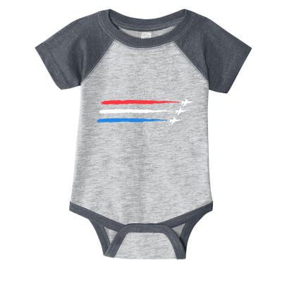 Red White And Blue Fighter Jets With Fireworks 4th Of July Infant Baby Jersey Bodysuit
