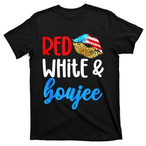 Red White And Boujee Funny 4th Of July American Flag Lips T-Shirt