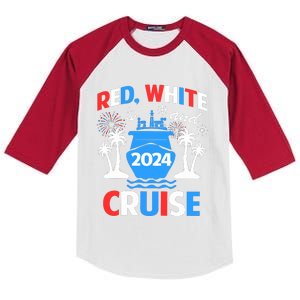 Red White And Cruise 4th Of July Family Matching Cruise Kids Colorblock Raglan Jersey