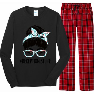 Receptionist Week Appreciation Day Messy Bun For Work Gift Long Sleeve Pajama Set