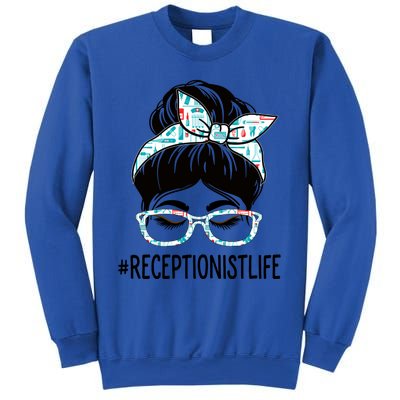 Receptionist Week Appreciation Day Messy Bun For Work Gift Sweatshirt