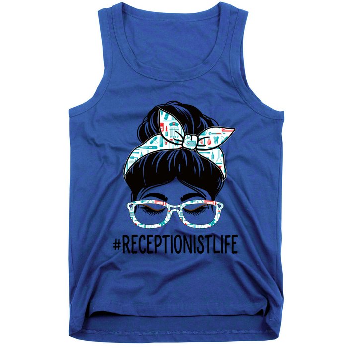 Receptionist Week Appreciation Day Messy Bun For Work Gift Tank Top