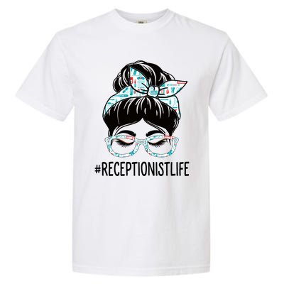 Receptionist Week Appreciation Day Messy Bun For Work Gift Garment-Dyed Heavyweight T-Shirt