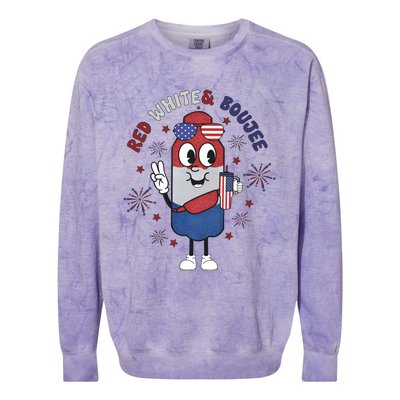 Red White And Boujee Funny 4th Of July Colorblast Crewneck Sweatshirt