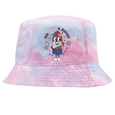 Red White And Boujee Funny 4th Of July Tie-Dyed Bucket Hat