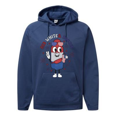 Red White And Boujee Funny 4th Of July Performance Fleece Hoodie