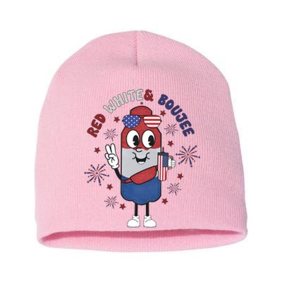 Red White And Boujee Funny 4th Of July Short Acrylic Beanie