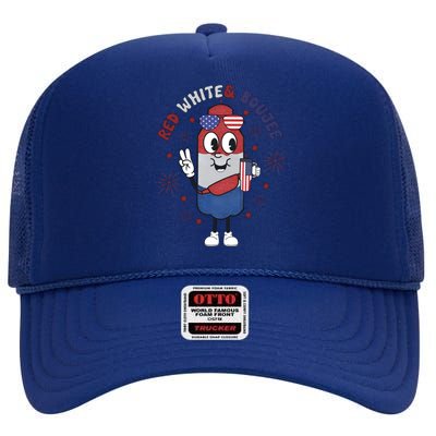 Red White And Boujee Funny 4th Of July High Crown Mesh Back Trucker Hat