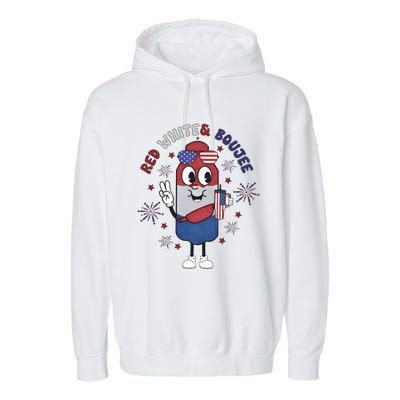 Red White And Boujee Funny 4th Of July Garment-Dyed Fleece Hoodie