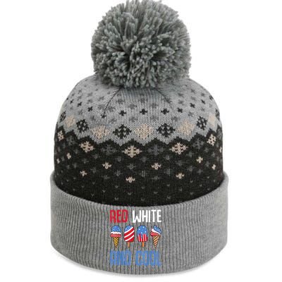 Red White And Cool Patriotic Ice Cream Popsicle 4th Of July The Baniff Cuffed Pom Beanie