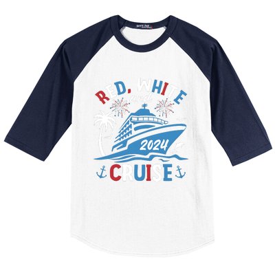 Red White And Cruise Patriotic 4th Of July Family Cruise Baseball Sleeve Shirt