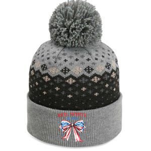 Red White And Due 4th Of July Pregnancy The Baniff Cuffed Pom Beanie