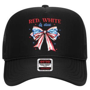 Red White And Due 4th Of July Pregnancy High Crown Mesh Back Trucker Hat