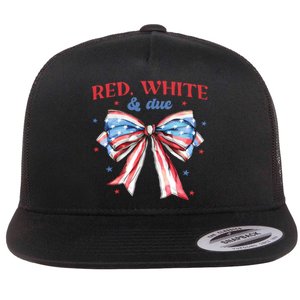 Red White And Due 4th Of July Pregnancy Flat Bill Trucker Hat