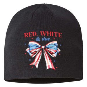 Red White And Due 4th Of July Pregnancy Sustainable Beanie