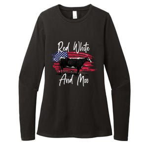 Red White And Moo Funny Cute Cows Animal Lover Graphic Cool Gift Womens CVC Long Sleeve Shirt