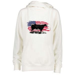 Red White And Moo Funny Cute Cows Animal Lover Graphic Cool Gift Womens Funnel Neck Pullover Hood