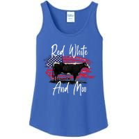 Red White And Moo Funny Cute Cows Animal Lover Graphic Cool Gift Ladies Essential Tank