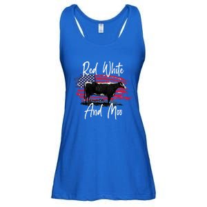 Red White And Moo Funny Cute Cows Animal Lover Graphic Cool Gift Ladies Essential Flowy Tank