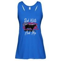 Red White And Moo Funny Cute Cows Animal Lover Graphic Cool Gift Ladies Essential Flowy Tank